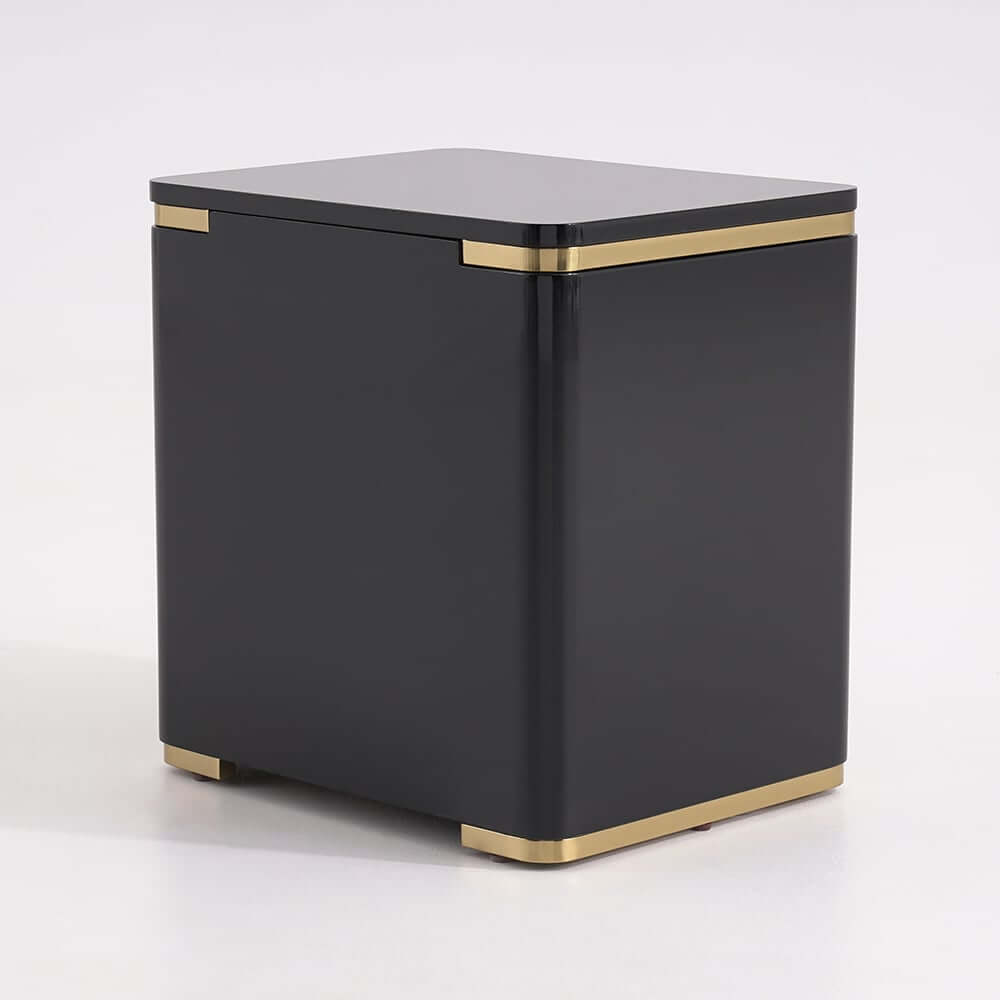Modern Black & Gold 3-Drawer Nightstand - Engineered Wood