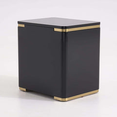 Modern Black & Gold 3-Drawer Nightstand - Engineered Wood
