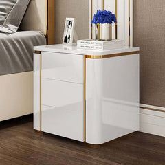 Modern Black & Gold 3-Drawer Nightstand - Engineered Wood
