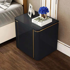 Modern Black & Gold 3-Drawer Nightstand - Engineered Wood
