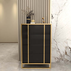 Modern Black & Gold 4-Drawer Pine Wood Storage Cabinet