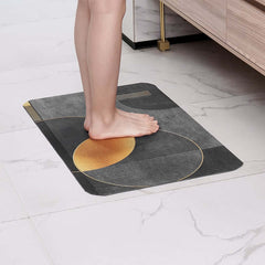 Modern Black & Gold Geometric Bath Rug Set in Rubber