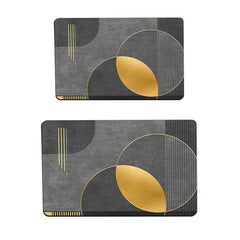 Modern Black & Gold Geometric Bath Rug Set in Rubber