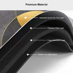 Modern Black & Gold Geometric Bath Rug Set in Rubber