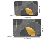 Modern Black & Gold Geometric Bath Rug Set in Rubber Dimensions