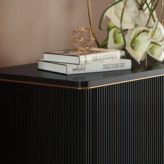 Modern Black & Gold MDF Cabinet With Stainless Steel Doors