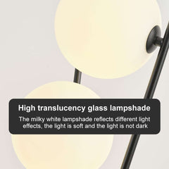 Modern Black Iron Tripod Floor Lamp with White Glass Shade