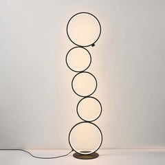 Modern Black LED Floor Lamp with White Silica Shade - 5-Light Design