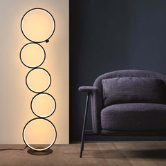 Modern Black LED Floor Lamp with White Silica Shade - 5-Light Design Main Product Image