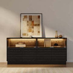 Modern Black MDF Coffee Table Set With Storage Drawers