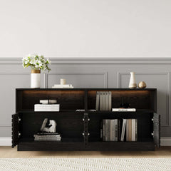 Modern Black MDF Coffee Table Set With Storage Drawers