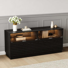 Modern Black MDF Coffee Table Set With Storage Drawers