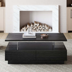 Modern Black MDF Coffee Table Set With Storage Drawers