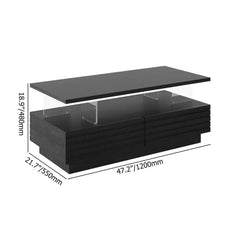 Modern Black MDF Coffee Table Set With Storage Drawers Dimensions