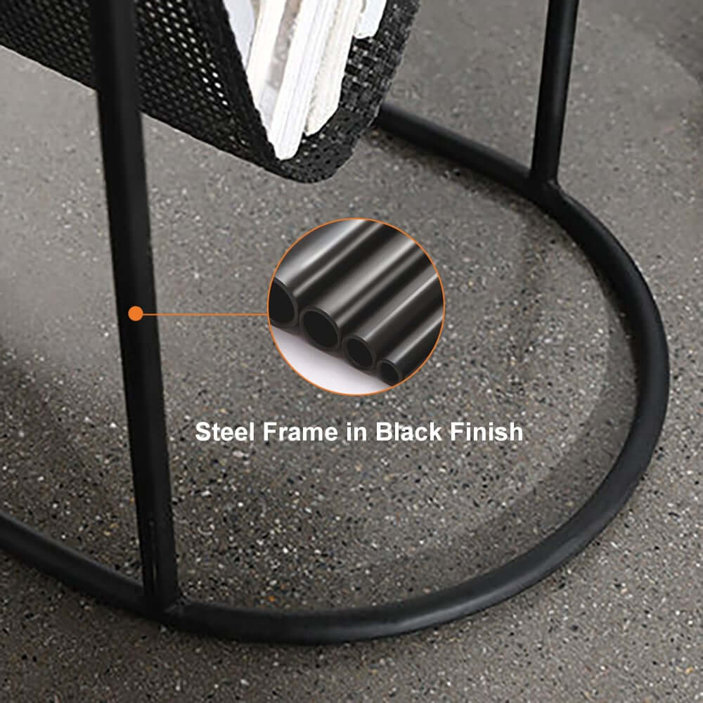 Modern Black Oval Glass End Table With Metal Frame