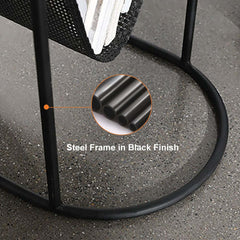 Modern Black Oval Glass End Table With Metal Frame