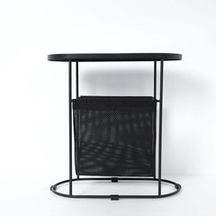 Modern Black Oval Glass End Table With Metal Frame