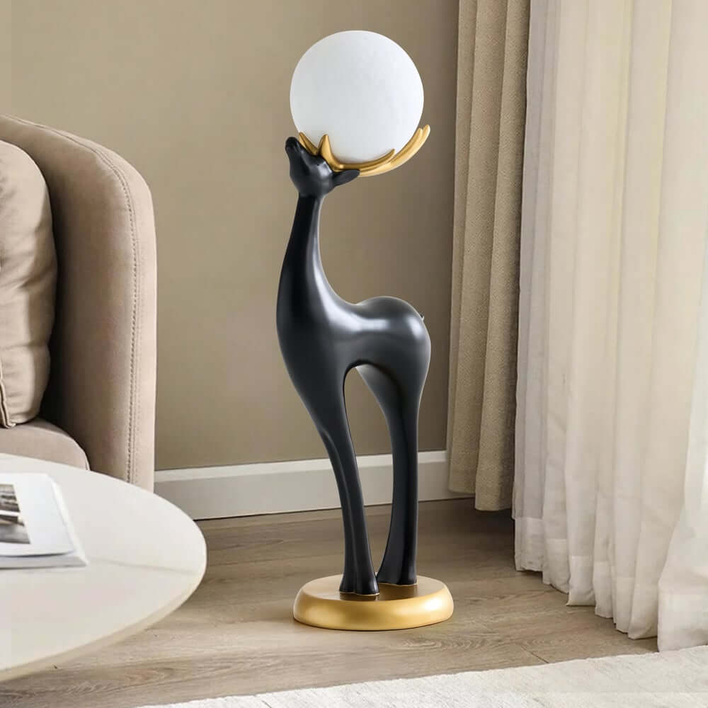 Modern Black Plastic Deer Floor Lamp with Dimmable Light