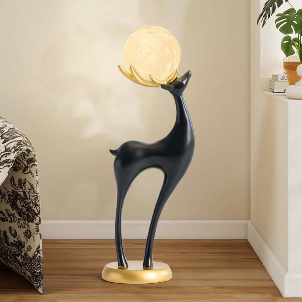 Modern Black Plastic Deer Floor Lamp with Dimmable Light