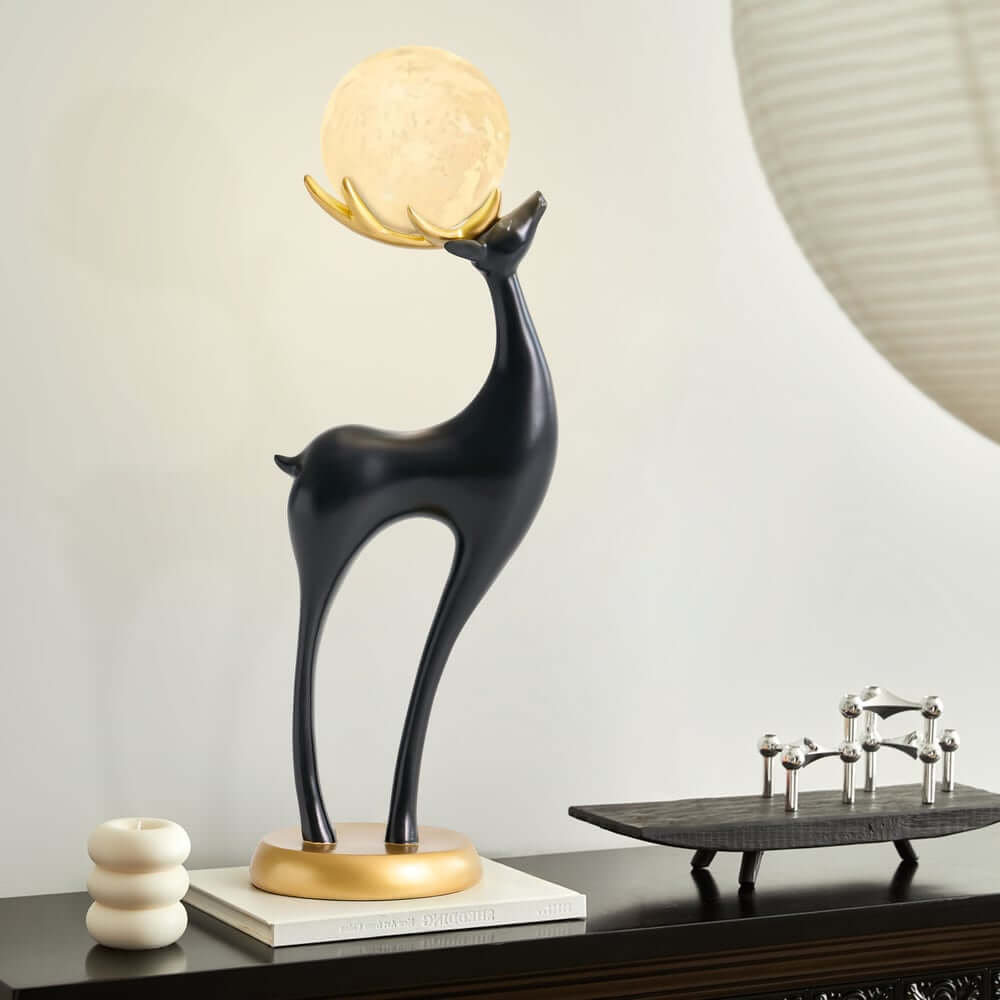 Modern Black Plastic Deer Floor Lamp with Dimmable Light