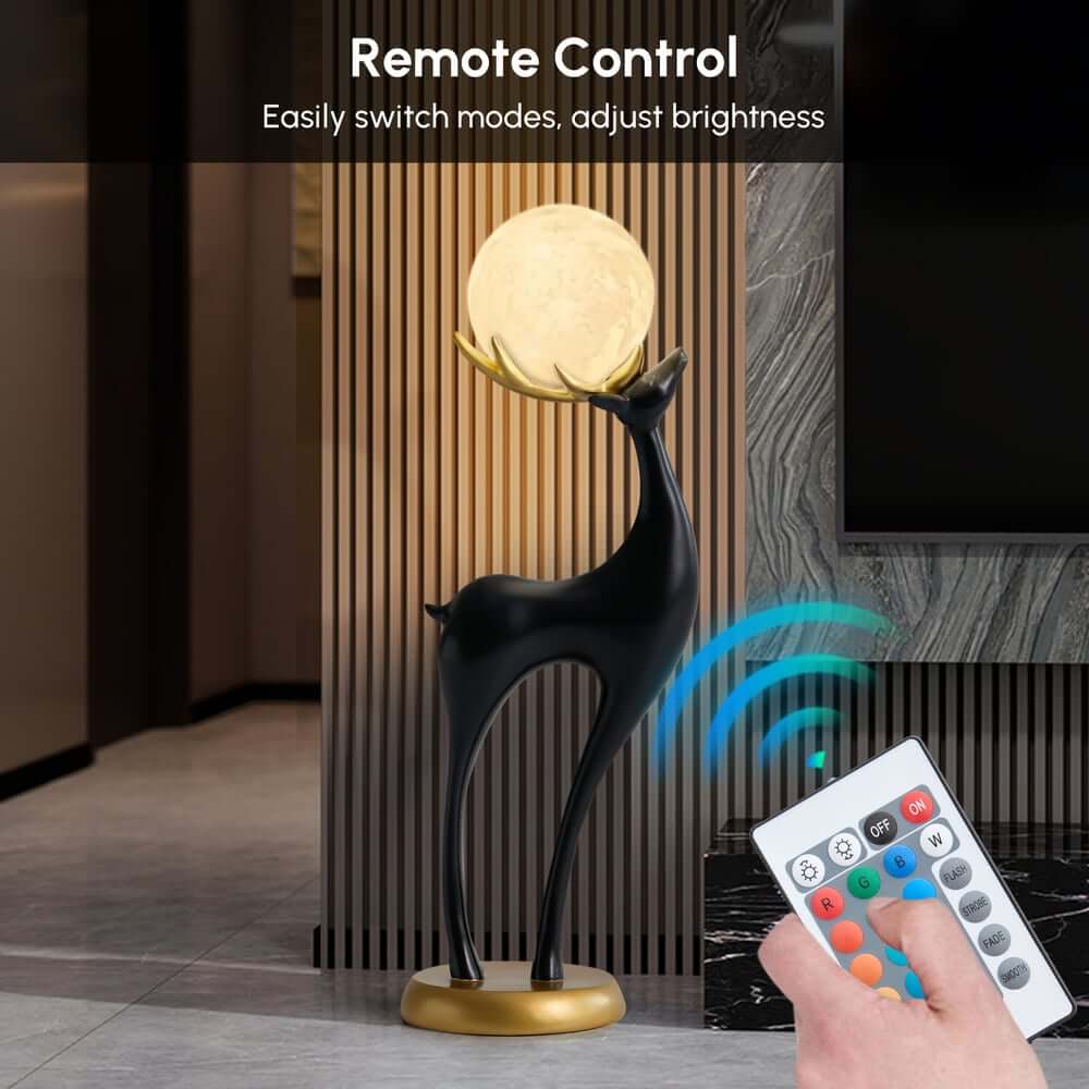 Modern Black Plastic Deer Floor Lamp with Dimmable Light