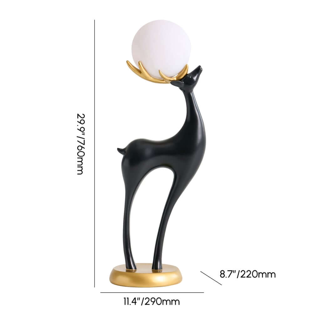 Modern Black Plastic Deer Floor Lamp with Dimmable Light Dimensions