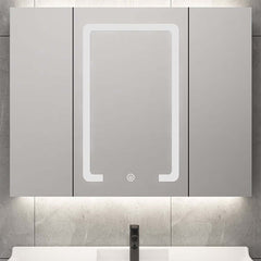 Modern Black Plywood LED Lighted Medicine Cabinet with Shelves