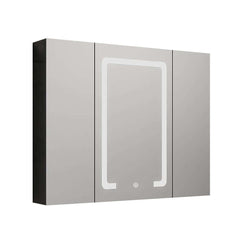 Modern Black Plywood LED Lighted Medicine Cabinet with Shelves