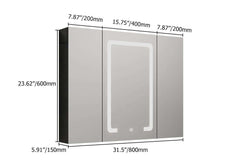 Modern Black Plywood LED Lighted Medicine Cabinet with Shelves Dimensions