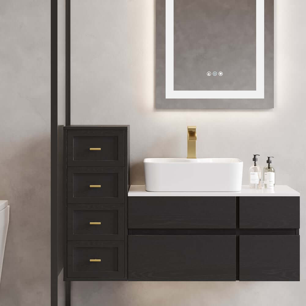 Modern Black Plywood Storage Cabinet with 4 Drawers