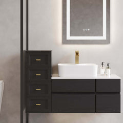 Modern Black Plywood Storage Cabinet with 4 Drawers