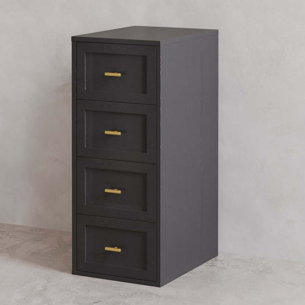 Modern Black Plywood Storage Cabinet with 4 Drawers