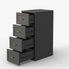 Modern Black Plywood Storage Cabinet with 4 Drawers