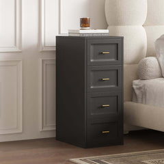 Modern Black Plywood Storage Cabinet with 4 Drawers