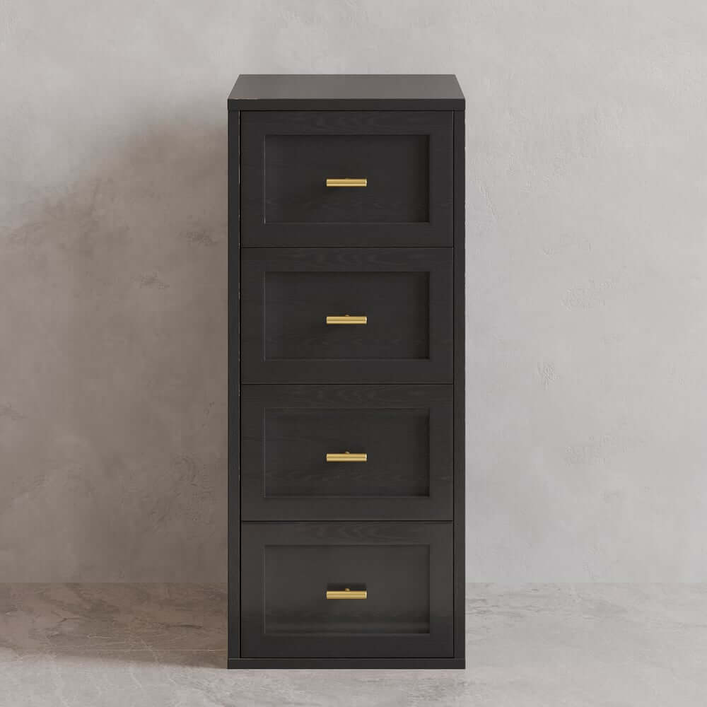 Modern Black Plywood Storage Cabinet with 4 Drawers
