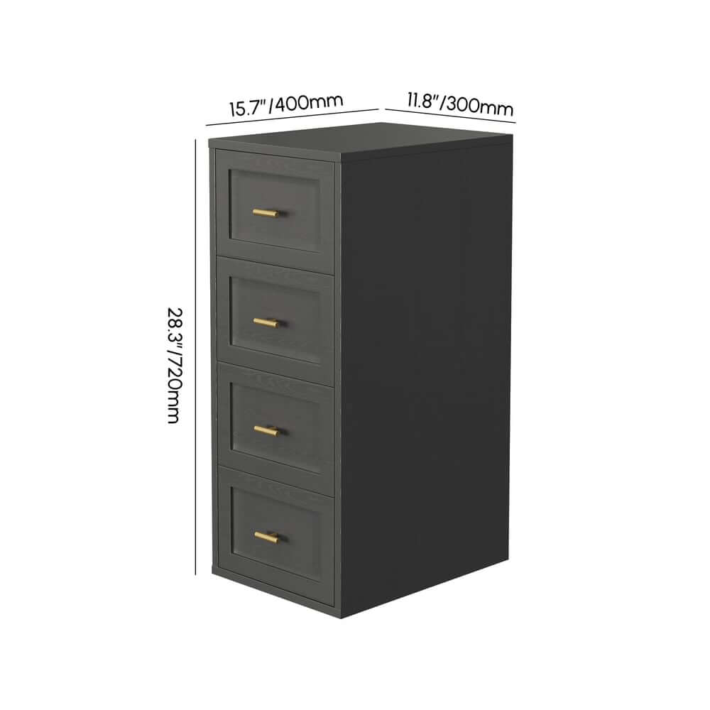 Modern Black Plywood Storage Cabinet with 4 Drawers Dimensions