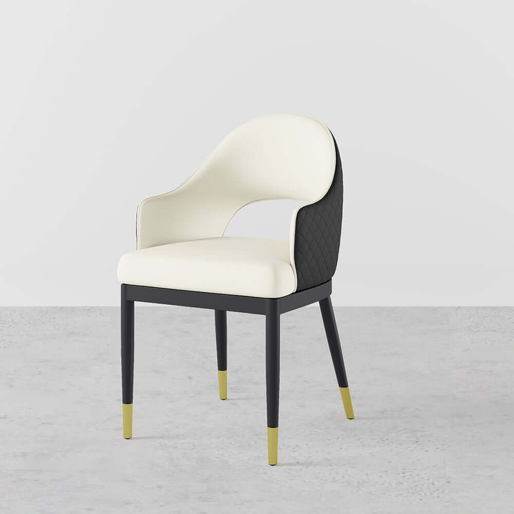 Modern Black PU Leather Arm Chairs With Gold Legs, Set Of 2