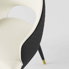 Modern Black PU Leather Arm Chairs With Gold Legs, Set Of 2