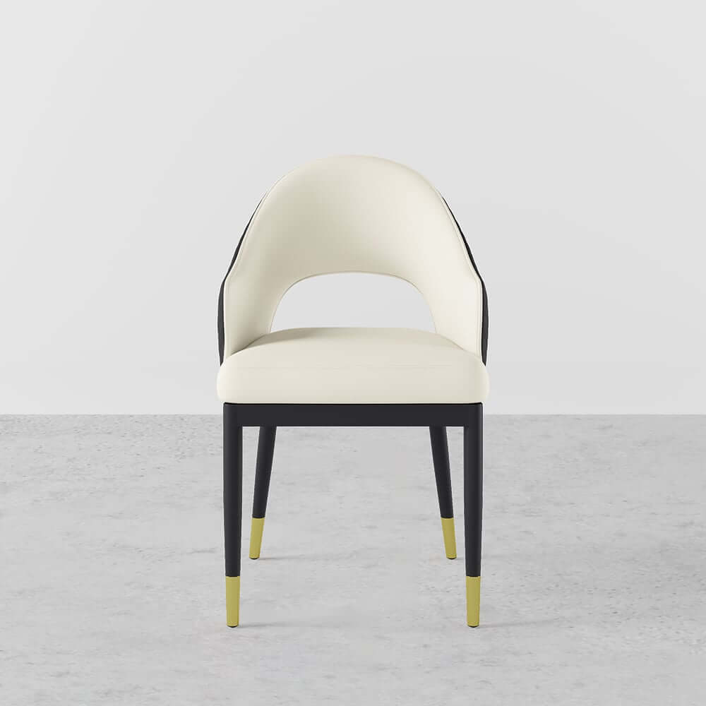 Modern Black PU Leather Arm Chairs With Gold Legs, Set Of 2