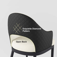 Modern Black PU Leather Arm Chairs With Gold Legs, Set Of 2