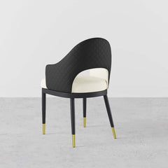 Modern Black PU Leather Arm Chairs With Gold Legs, Set Of 2