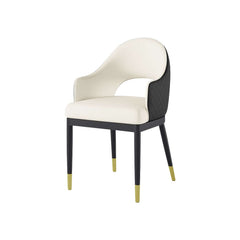 Modern Black PU Leather Arm Chairs With Gold Legs, Set Of 2
