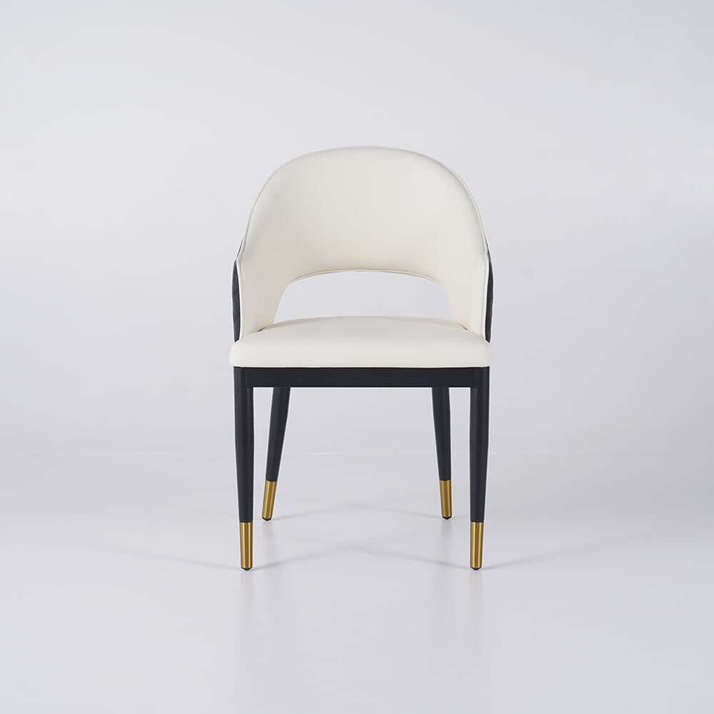 Modern Black PU Leather Arm Chairs With Gold Legs, Set Of 2