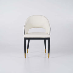 Modern Black PU Leather Arm Chairs With Gold Legs, Set Of 2