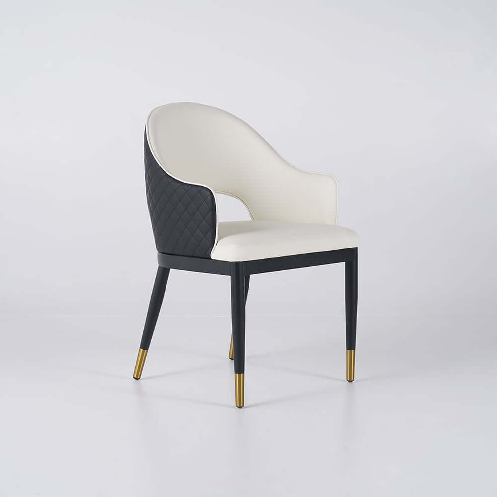 Modern Black PU Leather Arm Chairs With Gold Legs, Set Of 2