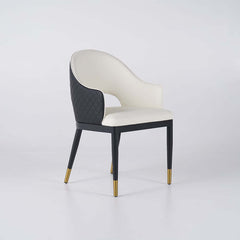 Modern Black PU Leather Arm Chairs With Gold Legs, Set Of 2