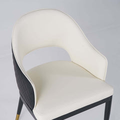 Modern Black PU Leather Arm Chairs With Gold Legs, Set Of 2