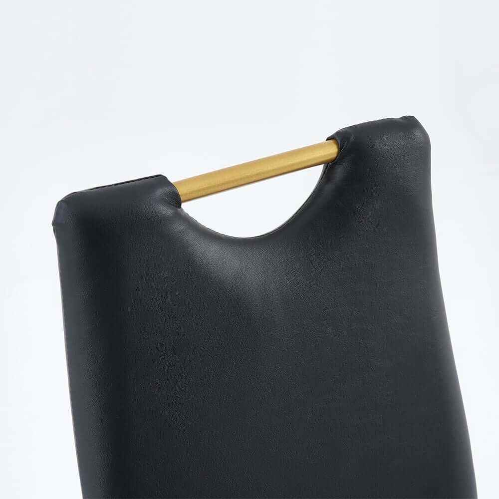 Modern Black PU Leather Side Chairs With Gold Legs, Set of 2