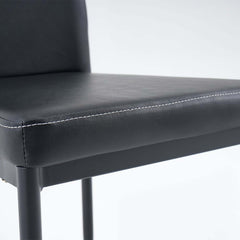 Modern Black PU Leather Side Chairs With Gold Legs, Set of 2