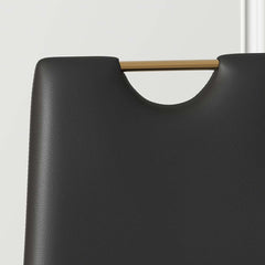 Modern Black PU Leather Side Chairs With Gold Legs, Set of 2